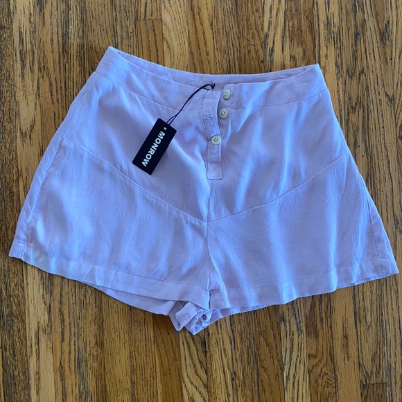 Monrow Crepe High Waist flare shorts NWT - Picture 9 of 10